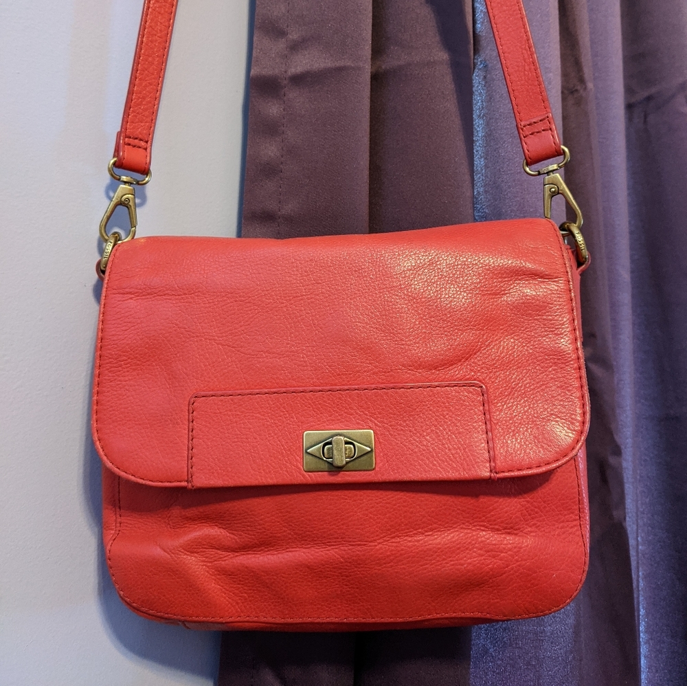 Fossil red leather crossbody bag